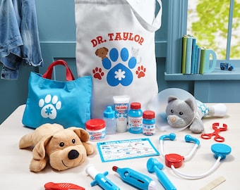 Personalized Melissa & Doug® Examine and Treat Vet Set - Customize with Your Name - Doctor Kit for Kids - 24 piece set - Pretend Play Sets