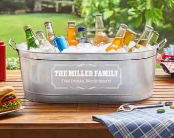 Recipiente para bebidas personalizado: cree su propio recipiente para bebidas - Recipiente para bebidas galvanizado - Disponible con o sin soporte
