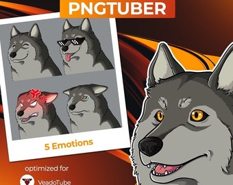 Wolf PNG Tuber Avatar for [Twitch | Kick | YouTube | Discord | Facebook | TikTok] ready to use VTuber Dog Husky Malamute