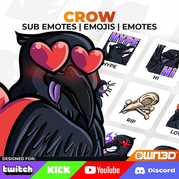 Crow Animated Sub Emotes - 8 Pack [Twitch | Kick | YouTube]