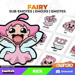Fairy Animated Sub Emotes - 8 Pack [Twitch | Kick | Discord]