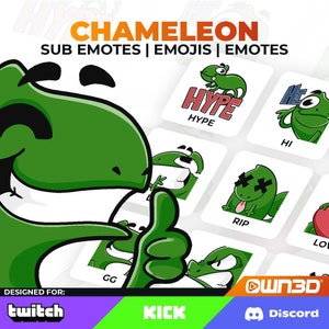 Chameleon Animated Sub Emotes - 8 Pack [Twitch | Kick | Discord]