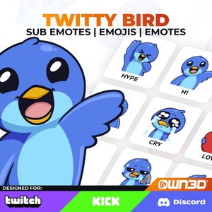TwittyBird Animated Sub Emotes - 8 Pack [Twitch | Kick | Discord]