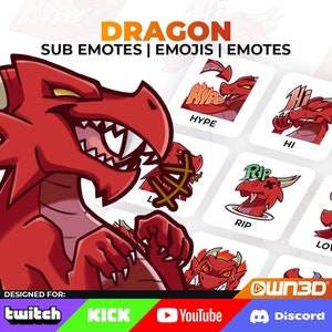 Draken-emotes - set van 8 [Twitch | Schop | YouTube | Onenigheid]