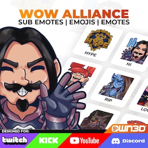 Classic WOW Alliance Emotes - 8 Pack [Twitch | Kick | YouTube | Discord]