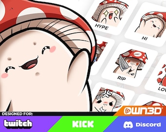 Mushroom Guy Red Animated Sub Emotes - 8 Pack [Twitch | Kick | Discord]