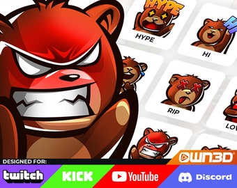 Grizzly Bear Animated Sub Emotes - 8 Pack [Twitch | Kick | YouTube]