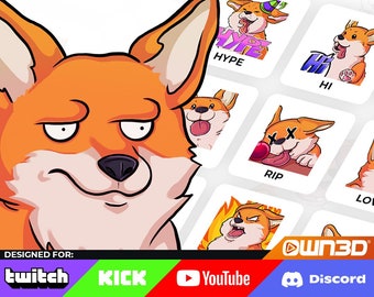 Welsh Corgi Pembroke Animated Sub Emotes - 8 Pack [Twitch | Kick | YouTube]