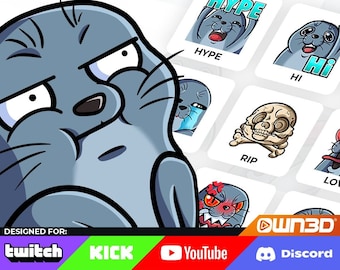 Seal Sea Lion Emotes - 8 Pack [twitch | Kick | Youtube | Discord