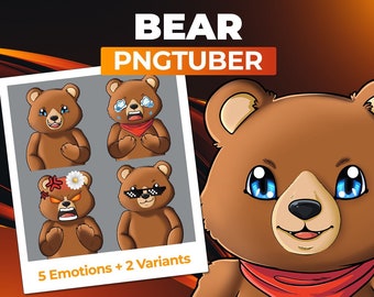 Bear PNGTuber Avatar para Twitch/YouTube/Facebook/Kick/Discord listo para usar