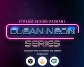 Animated Twitch Overlay Package Clean Neon [Twitch  | Kick | YouTube]