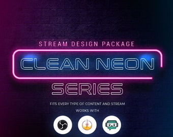 Geanimeerde Twitch-overlay Pakket schoon neon [Twitch | Schop | YouTube]