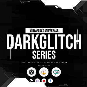 Animated Twitch Overlay Package Dark Glitch [Twitch  | Kick | YouTube]