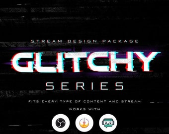 Animated Twitch Overlay Package Glitchy [Twitch  | Kick | YouTube]