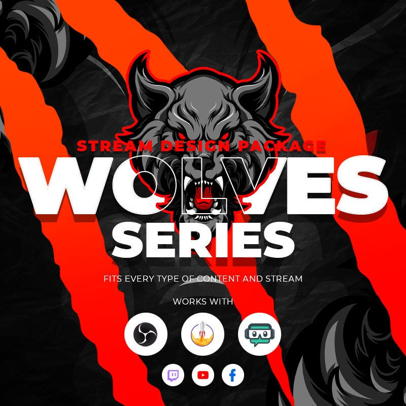Animated Stream Overlay Package Wolves twitch Kick Youtube - Etsy