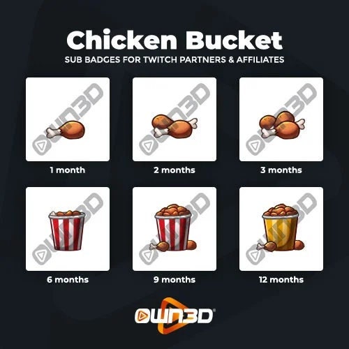 Chicken Drumstick Twitch Badges - Gaming Visuals