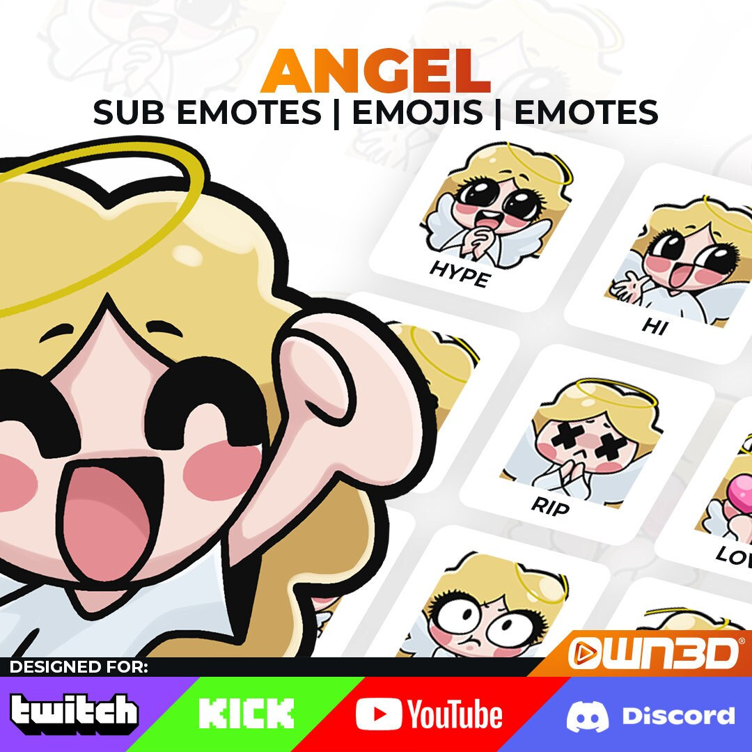 Angel Animated Sub Emotes 8 Pack twitch Kick Youtube - Etsy