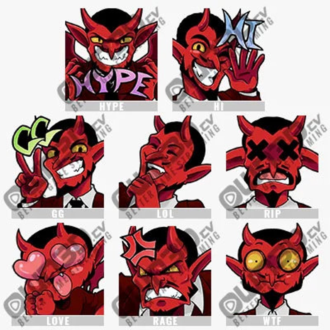 Devil Emotes 8 Pack Twitch Kick Youtube Etsy