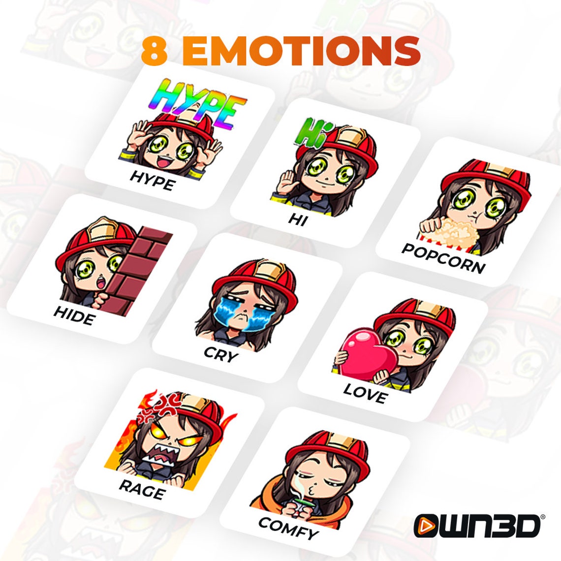 Firefighter 1 Emotes - 8 Pack [twitch | Kick | Youtube | Discord ...