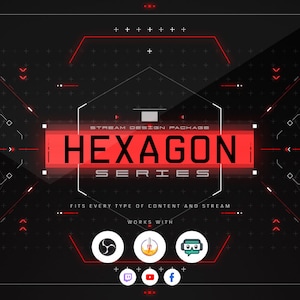 Animated Stream Overlay Package Hexagon [Twitch  | Kick | YouTube]