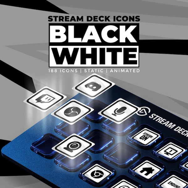 Zwart-witte Stream Deck-pictogrammen
