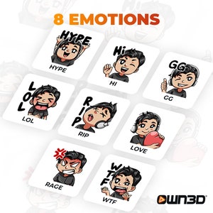 Streamer Male Black Animated Sub Emotes 8 Pack Twitch Kick YouTube image 2