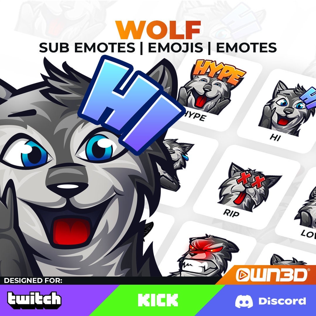 Wolf Animated Sub Emotes - 8 Pack [twitch | Kick | Discord] - Etsy