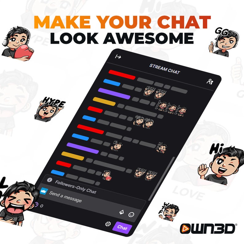 Streamer Male Black Animated Sub Emotes 8 Pack Twitch Kick YouTube image 3