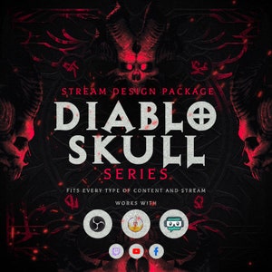 Pacote de sobreposição animada do Twitch Diablo Skull [Twitch | Kick | YouTube]