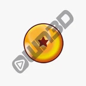 May include: A single golden Dragon Ball with a red star in the centre.