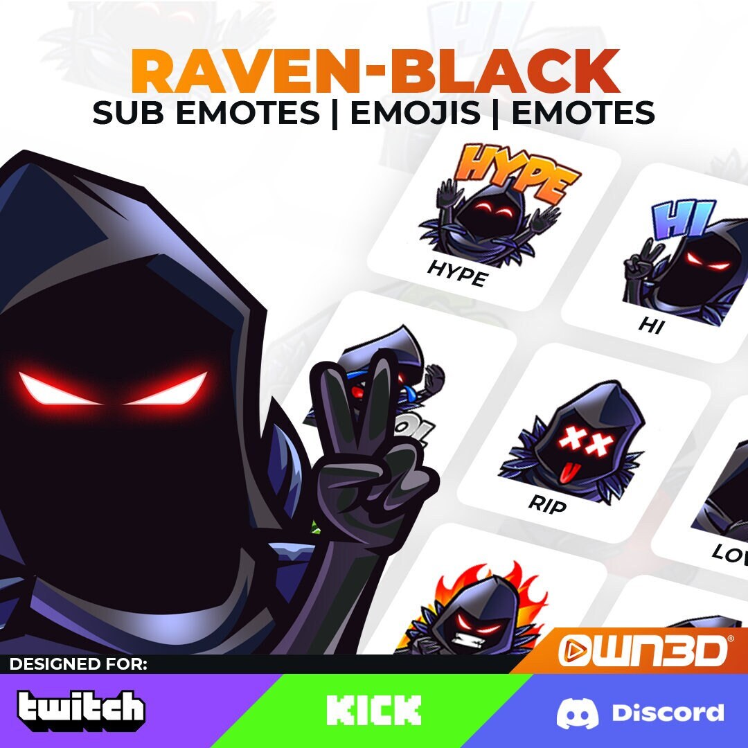 Raven Black Animated Sub Emotes - 8 Pack [twitch | Kick | Discord] - Etsy