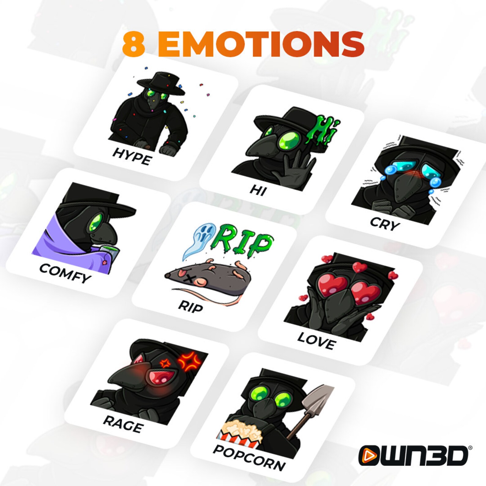 Plague Doc Emotes - 8 Pack [twitch | Kick | Youtube | Discord] - Etsy