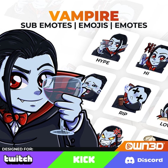 Vampire Animated Sub Emotes - 8 Pack [twitch | Kick | Discord]