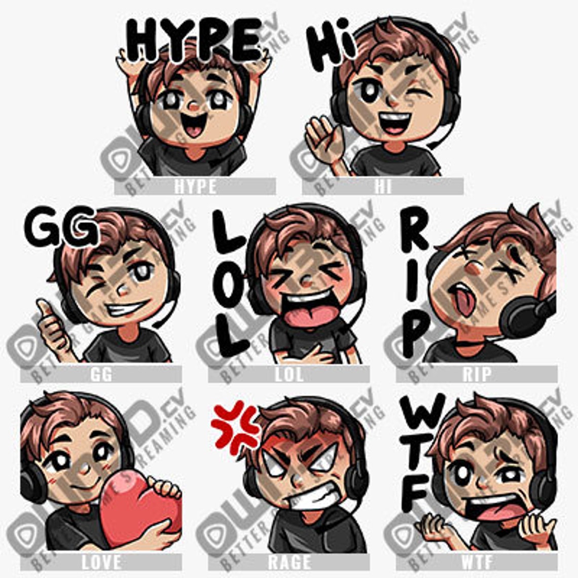 Streamer Male Animated Sub Emotes 8 Pack twitch Etsy