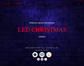 Paquete de superposición de transmisión animada con luces LED navideñas [Twitch/Kick/YouTube]