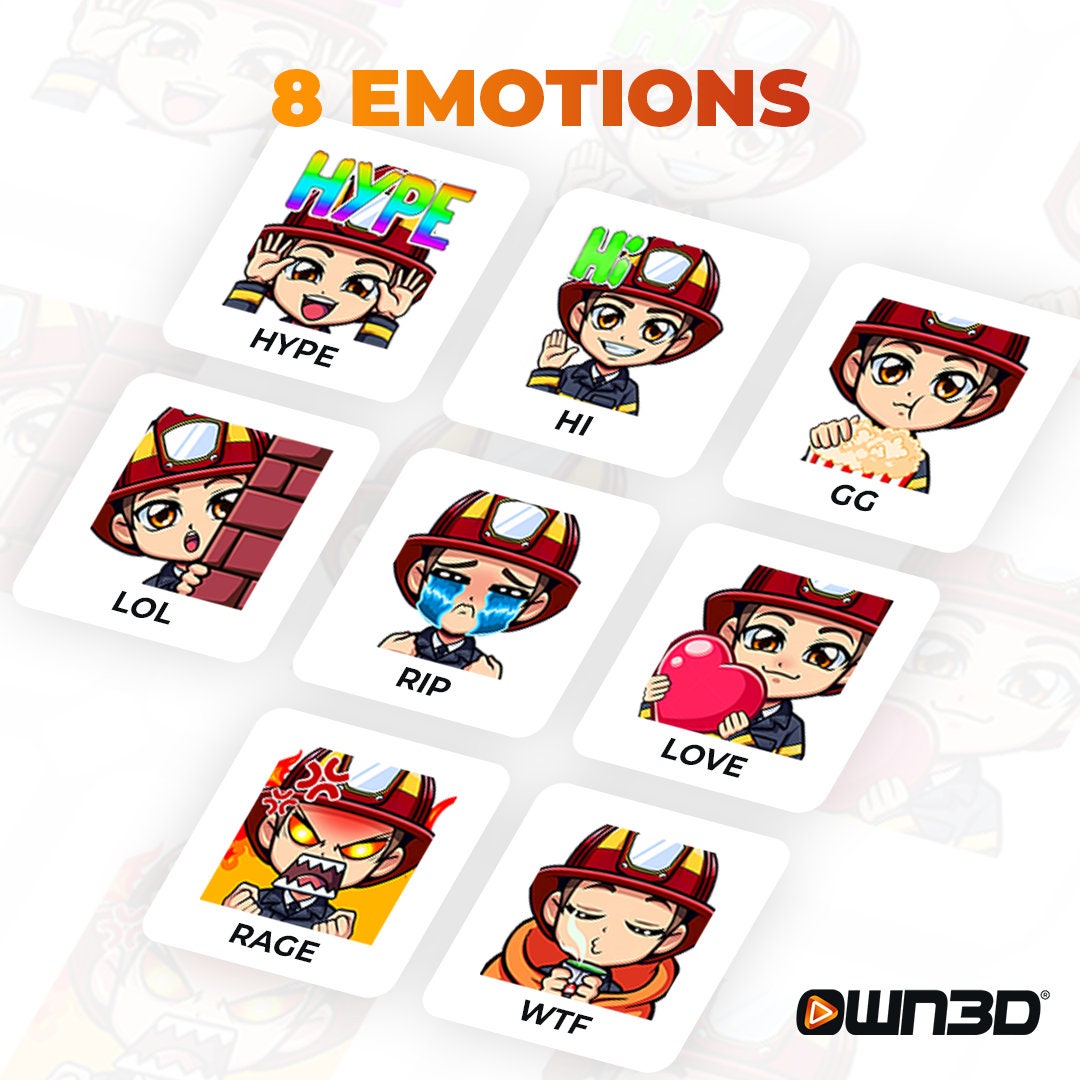 Firefighter 2 Emotes - 8 Pack [twitch | Kick | Youtube | Discord] - Etsy