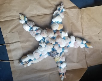 Adorno de pared para patio o baño con forma de estrella de mar y concha marina