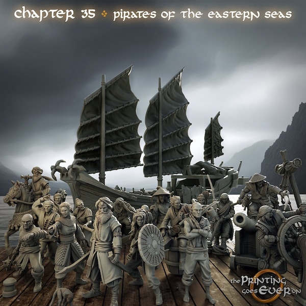 Pirates de la mer de l'Est - L'impression continue sur les miniatures - Chapitre 35 - Ensembles de figurines - 28 mm Miniatures imprimées en 3D de table non peintes