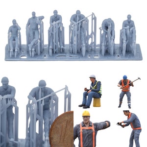H0 figure set construction worker 1:87 (6 figures) 3D print railway, model railway, H0 gauge, model making, diorama, e.g. Märklin, Roco, Faller