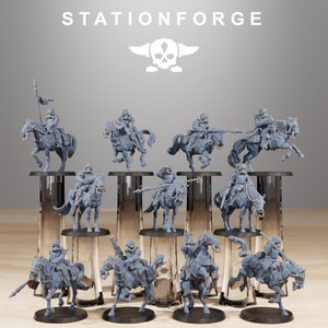 Cavalry - GrimGuard Stationforge Miniatures - 11 Figures Set - 28 mm Tabletop 3D Print 8k Miniatures unpainted