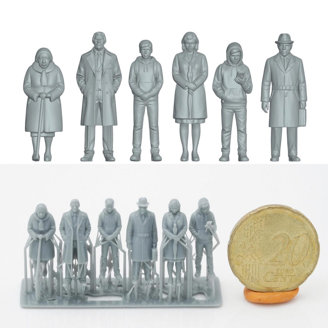 H0 Figuren Set Passanten 1:87 (6 Figuren) 3D Druck- Eisenbahn