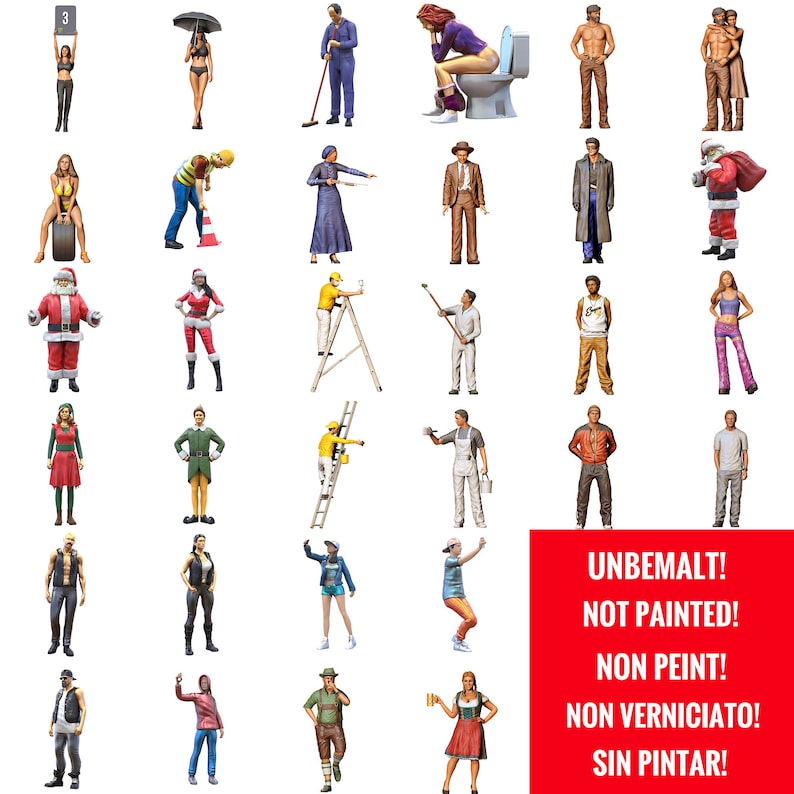 Lot 24 Figurines HO Personnes Attendant Le Train – échelle 1:87, Peintes, 1.6-2.1cm