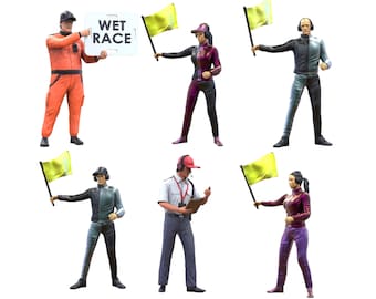 Track marshals 2 Diorama miniaturen ONGESCHILDERDE set (6 figuren) schaal 1/50, 1/43, 1/35, 1/32, 1/24, 1/18 modelbouw 3D-printen mensen
