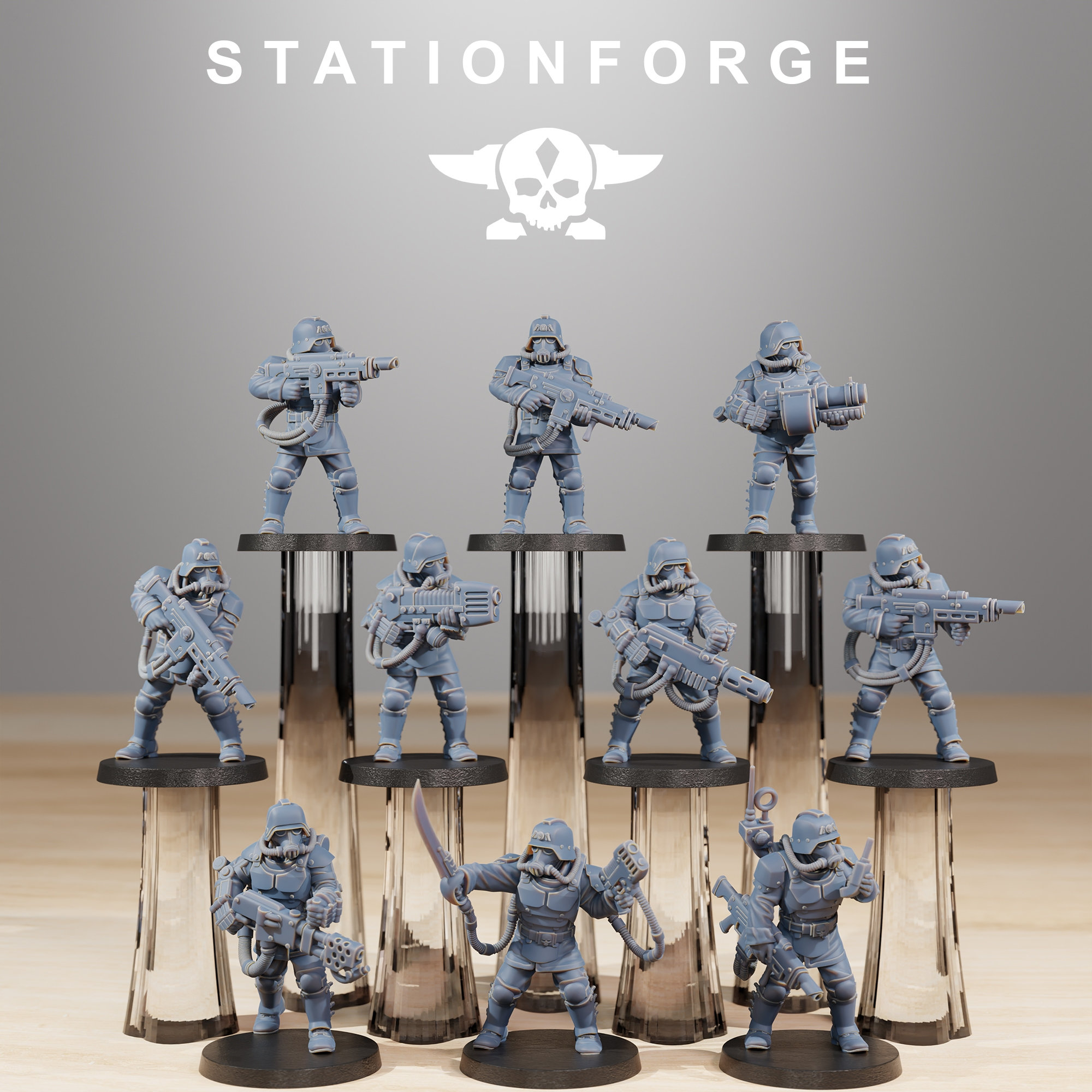 Ironclads – Grimguard Stationforge – 10 Figurines 28mm Pour Jeux De Plateau (WH40k Compatible)