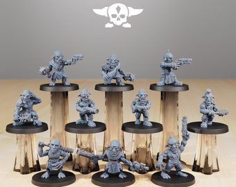 Goblins - Orkaz StationForge Miniaturen - 10 Figuren Goblins - Station Forge Miniaturen Figuren Set -  28mm Tabletop 3D Druck 8k
