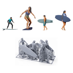Surfer und Wellenreiter Set | S31 | Diorama Figuren Set, unbemalt, 1/18-1/50