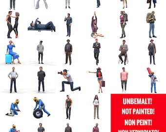 Diorama Miniatures Figuren (nr. 64-95) ONGEVERFD Schaal 1/50, 1/43, 1/35, 1/32, 1/24, 1/18 Model maken 3D Mensen Mensen