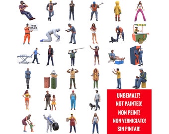 Diorama Miniatures Figure (No. 00-31) NON VERNICIATO Scala 1/50, 1/43, 1/35, 1/32, 1/24, 1/18 Modellismo Persone 3D Persone