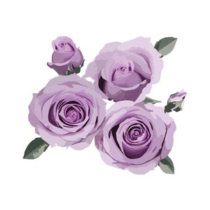 Purple Rose Illustration / Valentine&#39;s Day / Vector / Digital download