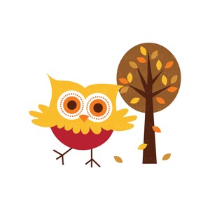 Thanksgiving /  Autumn Owl / Modern Style Cartoon / Vector Illustration / Digital download